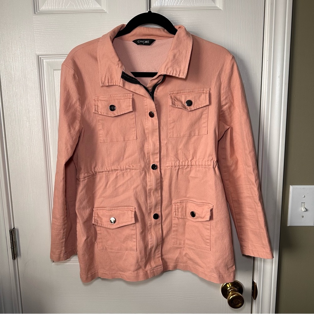 Pink ChicMe Full Zip Jacket With Buttons And Pockets 
Size medium